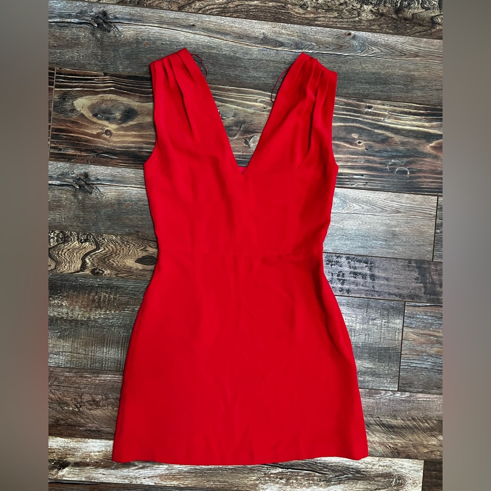 Mango Suit Collection Red V-neck Dress Size S